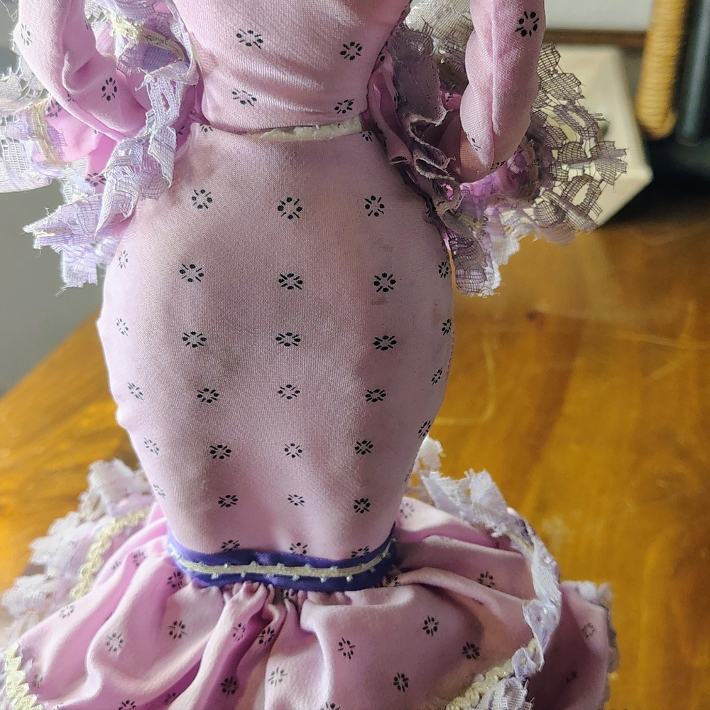Vtg Bradley Big Eyed Doll With Slight Damage Purple With Grey Hair - Picture 5 of 8